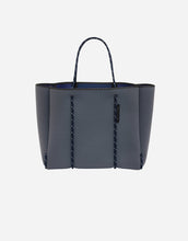 Load image into Gallery viewer, Flying solo tote in pewter / navy (dual tone)