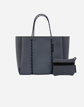 Load image into Gallery viewer, Flying solo tote in pewter / navy (dual tone)