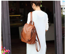 Load image into Gallery viewer, Women's Leather Anti Theft Backpack