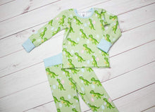 Load image into Gallery viewer, Dinosaur Pajamas, Youth Pajamas, Toddler Pajamas, Baby Pajamas
