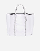 Load image into Gallery viewer, Cityscape mark II neoprene tote bag in white with blended rope
