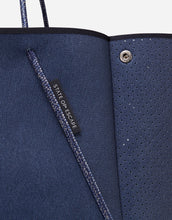 Load image into Gallery viewer, Guise neoprene tote bag in dark denim print
