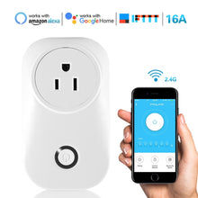 Load image into Gallery viewer, Wireless 16A WiFi Smart Socket Outlet Mobile Remote Control Compatible with Alexa Google Home IFTTT Voice Control Support Power Monitoring Timier Electricity Query
