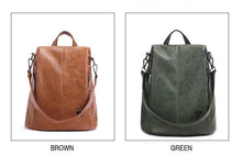 Load image into Gallery viewer, Women's Leather Anti Theft Backpack
